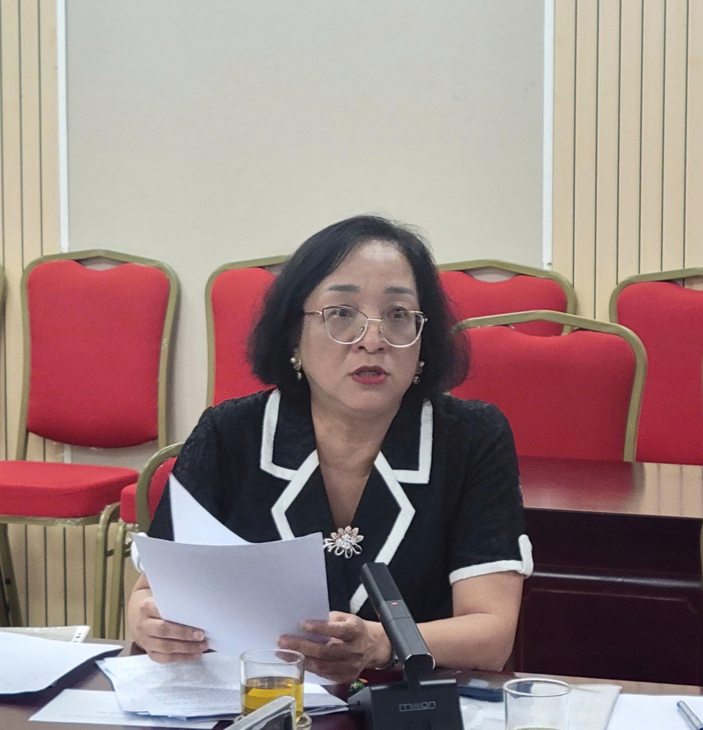 TS. Mai Thị Thu Thảo, Phó viện trưởng, Viện Nghiên cứu An toàn và Sức khỏe Cộng đồng phát biểu tham luận
